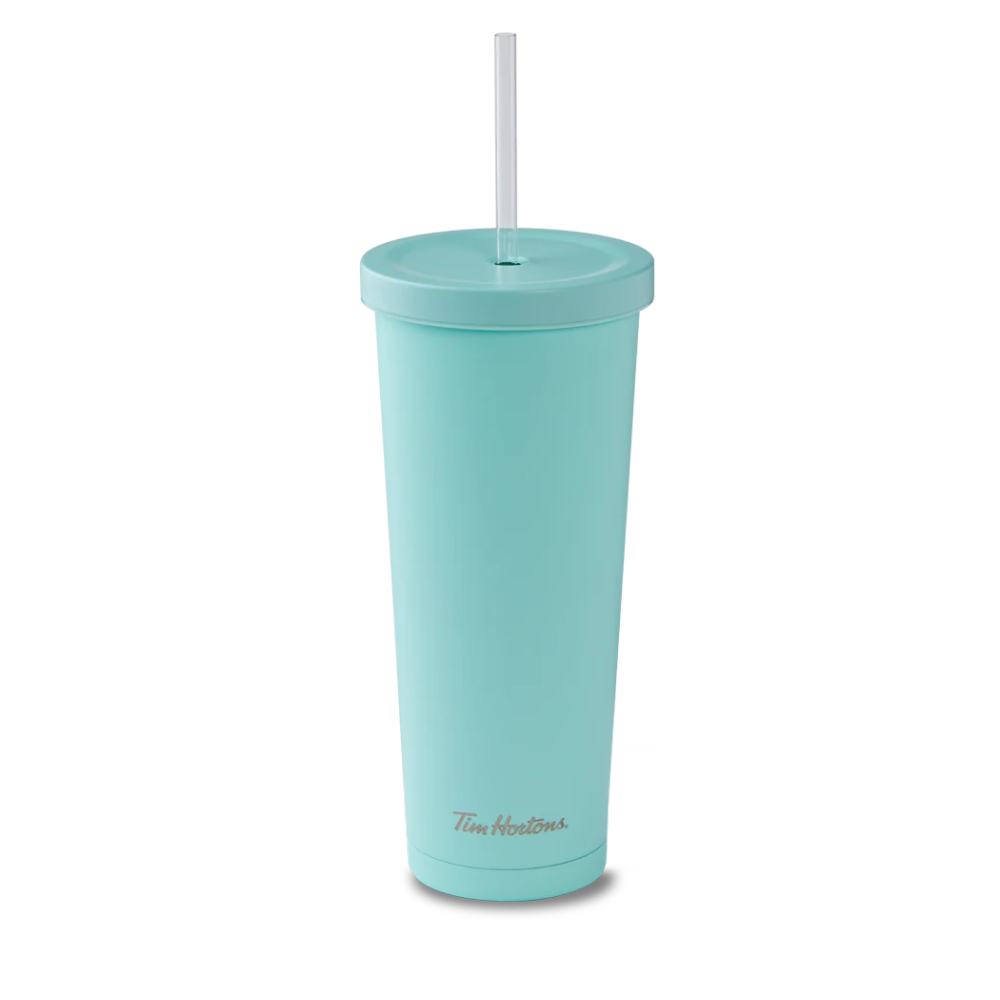 Gobelet avec paille en acier inoxydable de 24 oz aqua ou irisé de la collection du printemps de Tim - Image #1