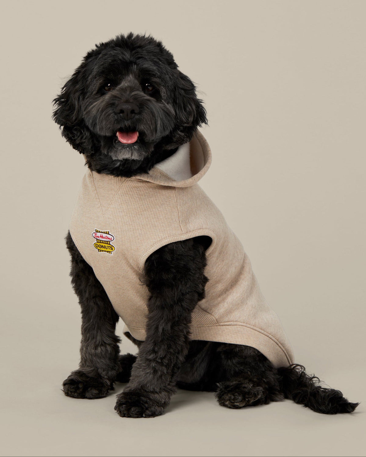 Iced Capp® marl pet hoodie featuring retro Tim Hortons branding | Chandail à capuchon gris chiné cappuccino glacé avec marque Tim Hortons rétro. - Image #1