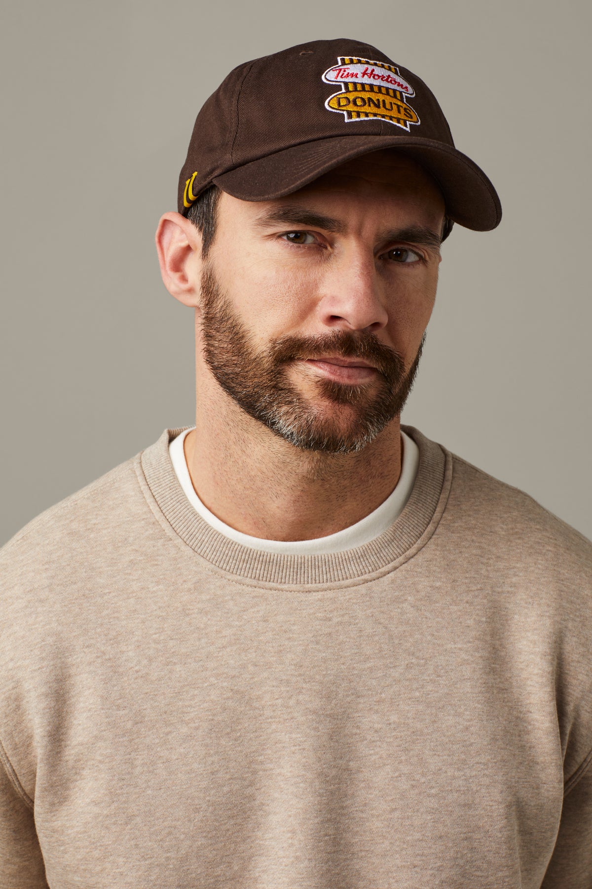 Retro logo dad hat - espresso brown dad hat with classic Tims logo for everyday wear.