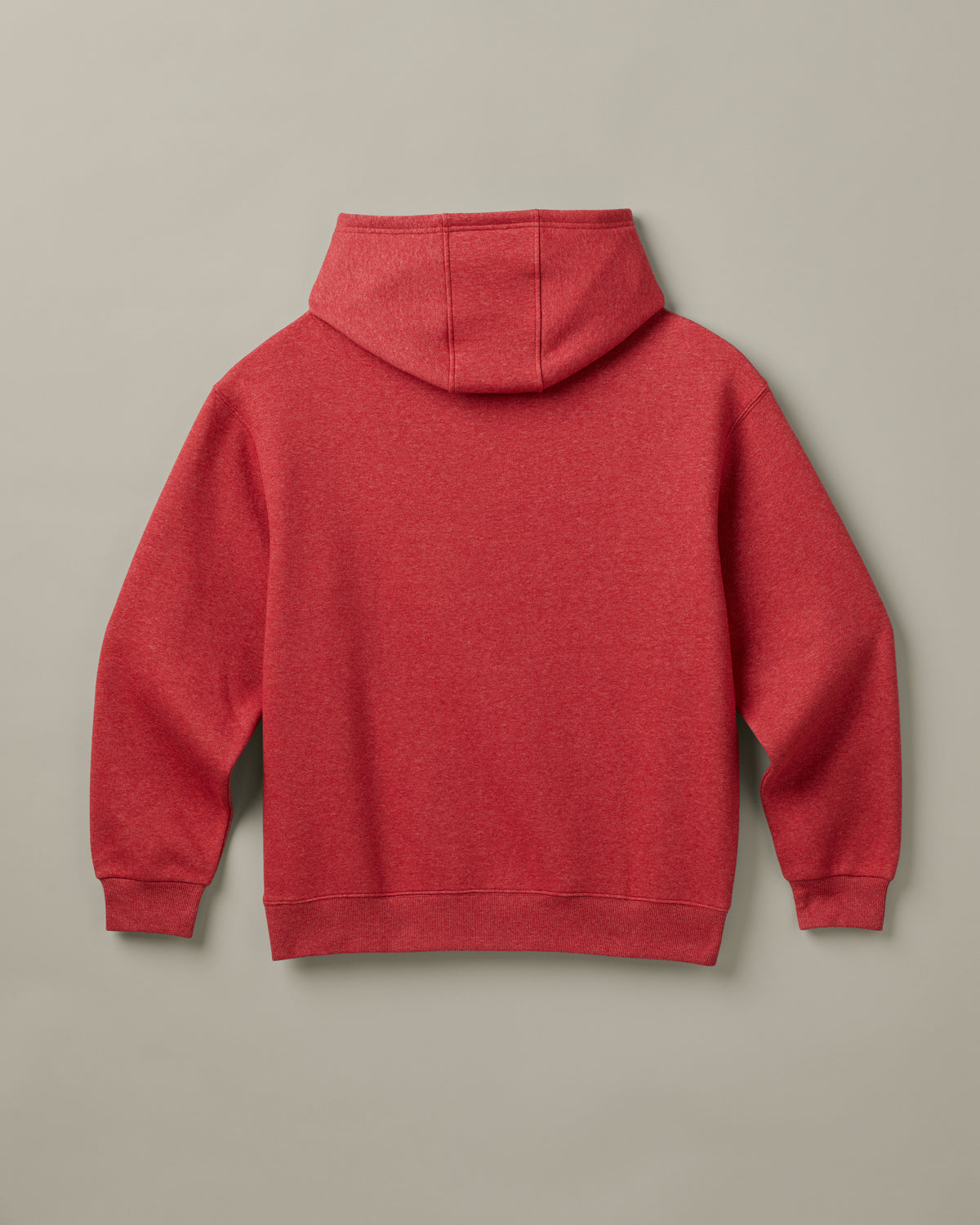 Red marl unisex hoodie featuring retro Tim Hortons logo on chest | Chandail à capuchon unisexe rouge chiné avec logo Tim Hortons rétro à l’avant. - Image #6