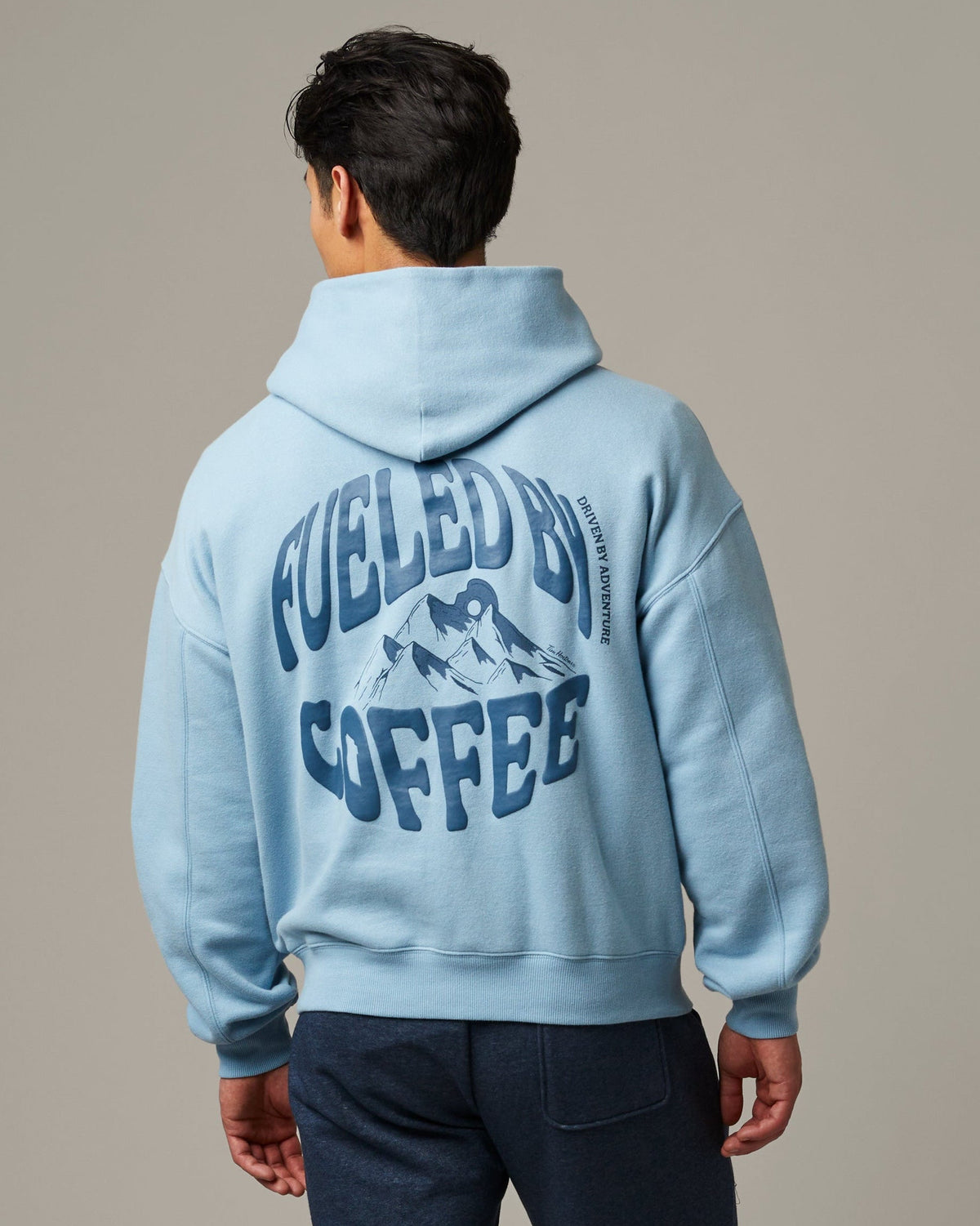 Light blue unisex hoodie featuring Fueled by Coffee graphic | Light blue unisex hoodie featuring Fueled by Coffee graphic. - Image #3