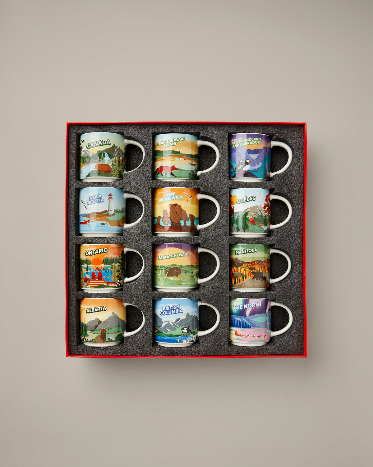 16oz ceramic Tim Hortons provincial mug set of 12, with designs for Canada's provinces | Ensemble de 12 tasses des provinces Tim Hortons de 16 oz représentant les provinces canadiennes. - Image #1