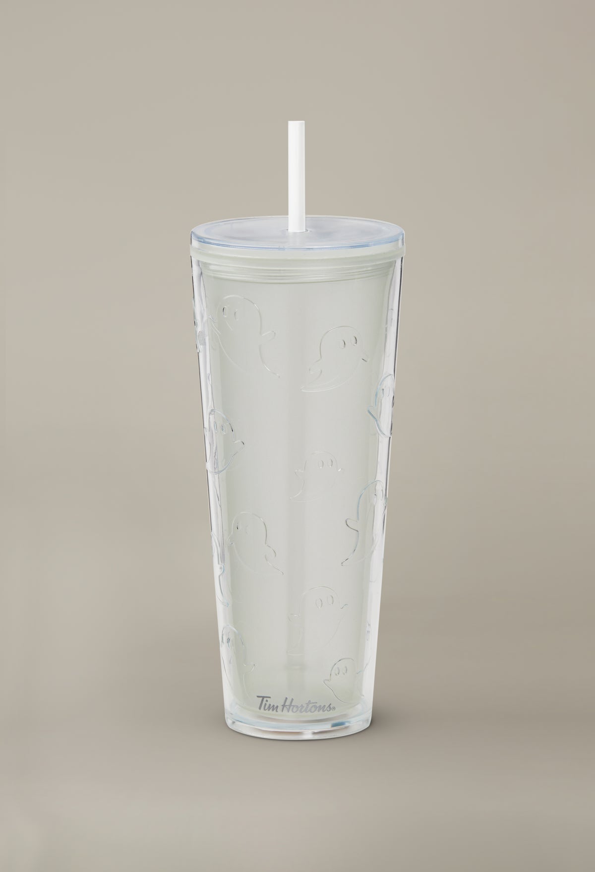 24oz Plastic Ghost Straw Tumbler - Image #1