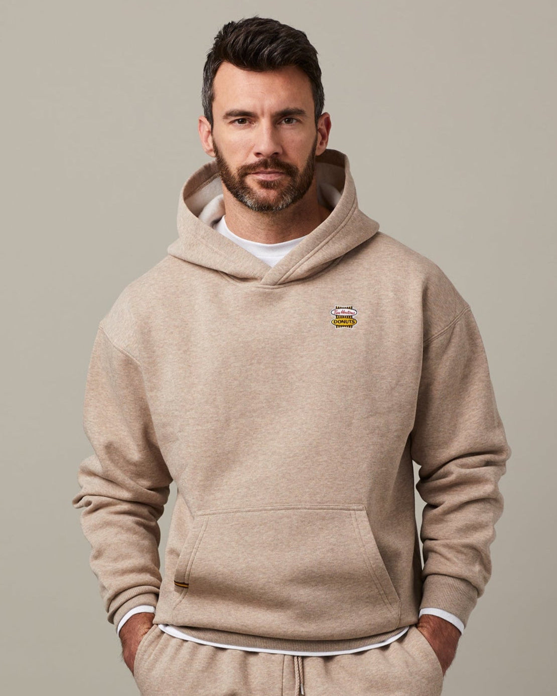 Tim Hortons Iced Capp® Marl Unisex Retro Hoodie | Chandail à capuchon unisexe gris chiné cappuccino glacé de Tim Hortons  - Image #1