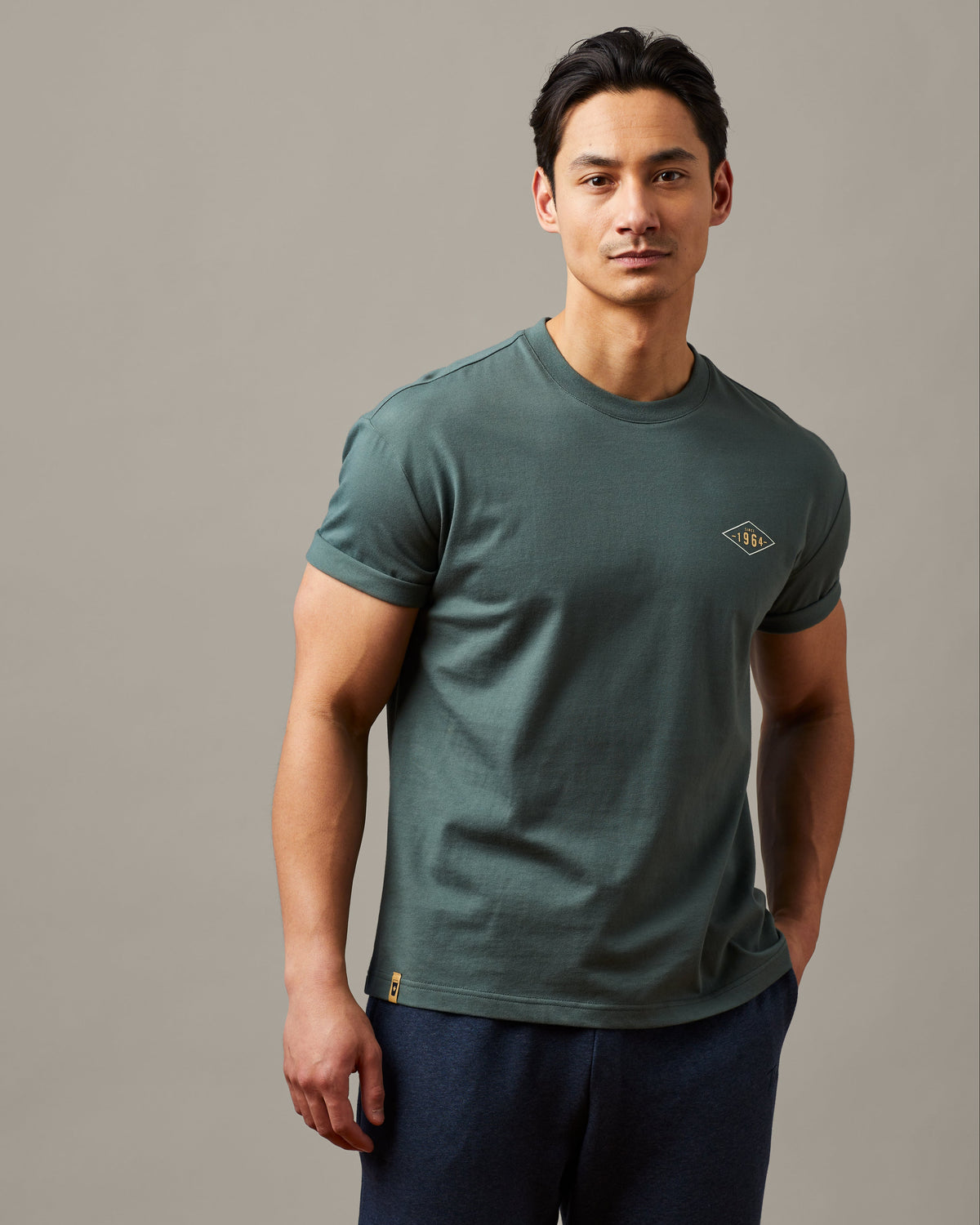Forest green unisex t-shirt featuring Fueld by Coffee Tim Hortons graphic | T-shirt unisexe vert forêt « À vos marques, prêts, café! » de Tim Hortons. - Image #1